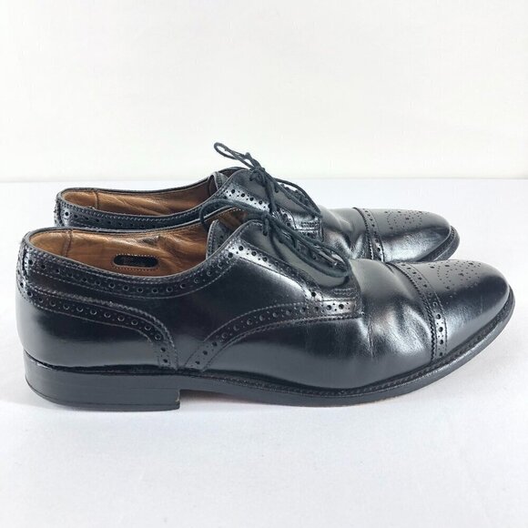 Allen Edmonds Black Sanford Leather Cap Toe Oxford Dress Shoes Size 10 D - Picture 4 of 9